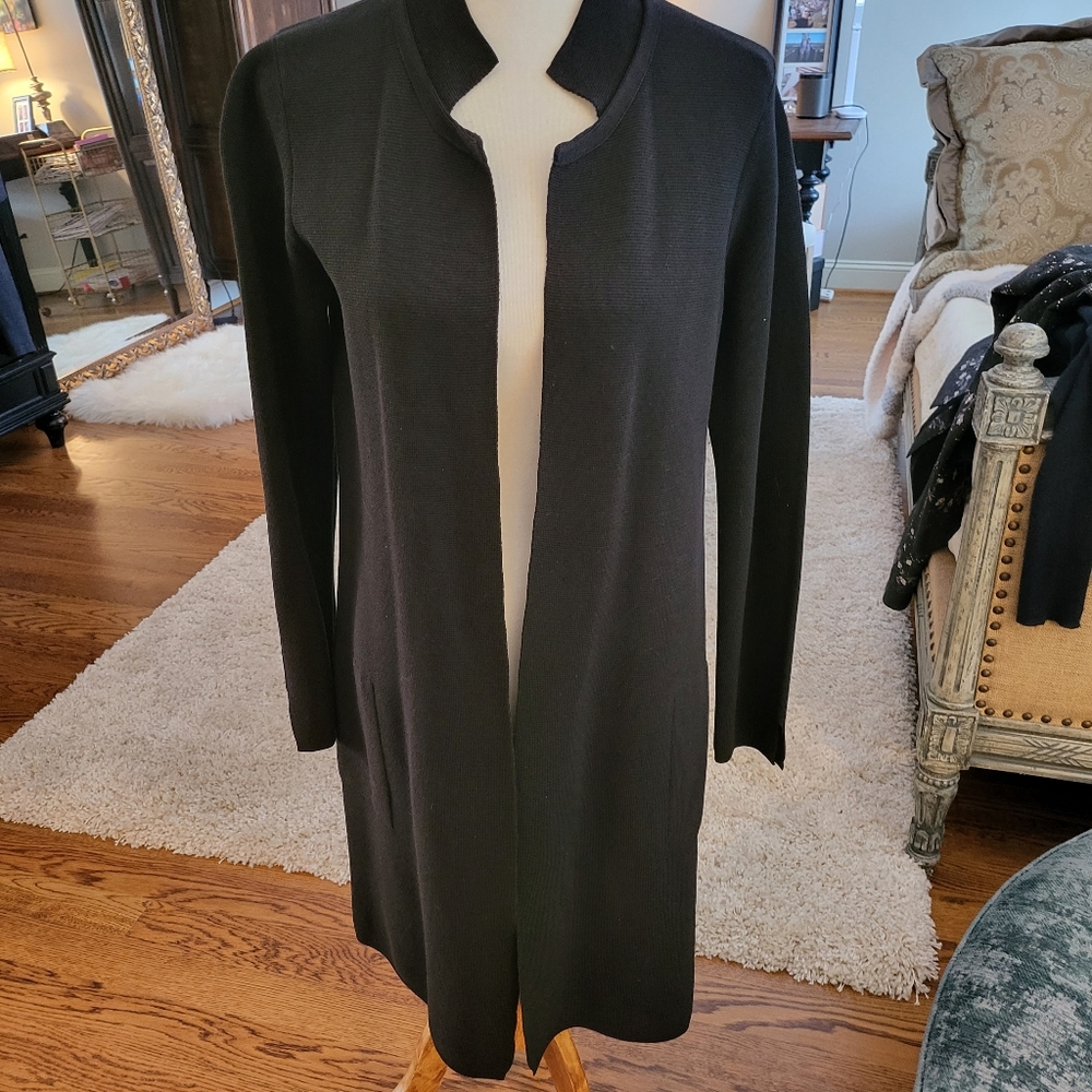 Eileen Fisher  Black Long Cardigan Size Small
